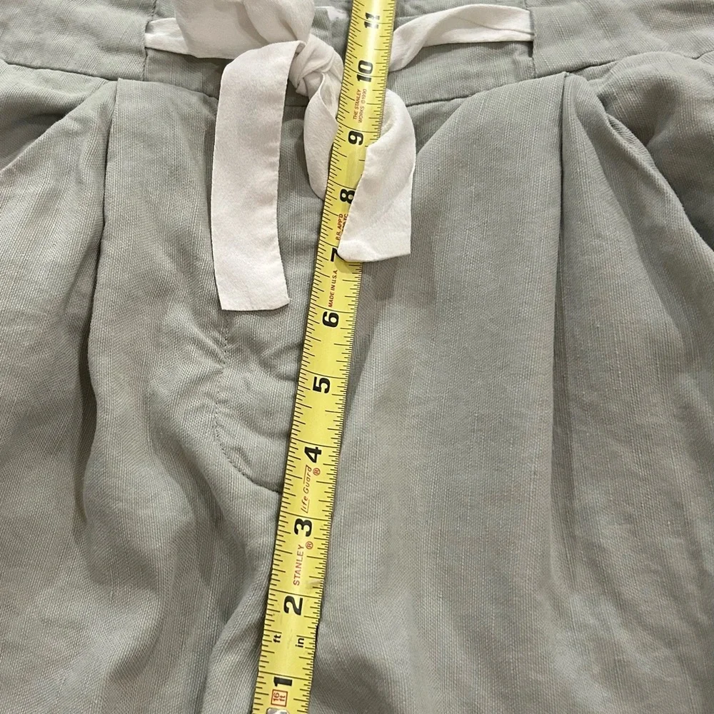 Aritzia Wilfred Pants Allant Sage Green Linen Blend Drawstring Size 4